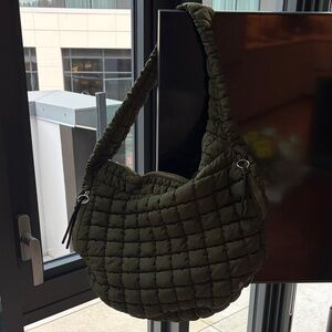 FP Movement by Free People Quilted Hobo Bag in Olive Green